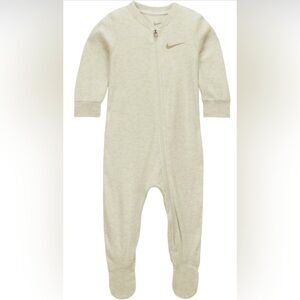Nike Baby One-Piece Zip Footed Romper Neutral Oat Sports Pajamas